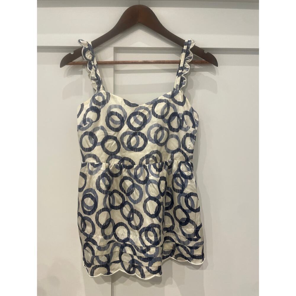 Juicy Couture Y2K 100% Silk Geometric Print Babydoll Top, sz 0